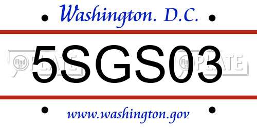 5SGS03 District Of Columbia License Plate