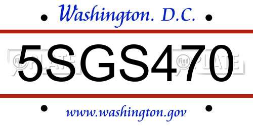 5SGS470 District Of Columbia License Plate