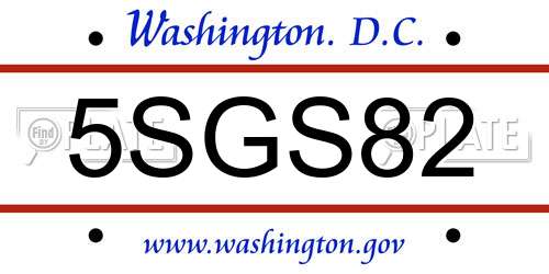 5SGS82 District Of Columbia License Plate
