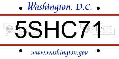 5SHC71 District Of Columbia License Plate