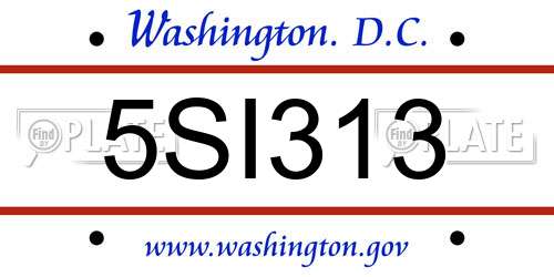 5SI313 District Of Columbia License Plate