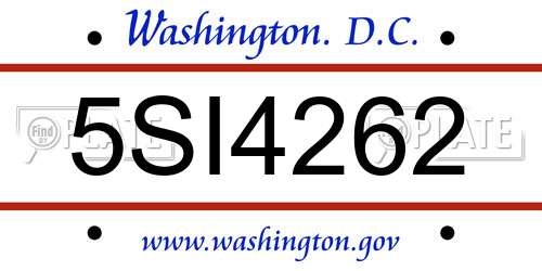 5SI4262 District Of Columbia License Plate