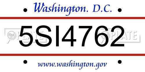 5SI4762 District Of Columbia License Plate