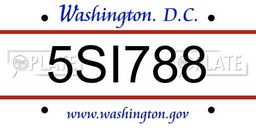 5SI788 District Of Columbia License Plate