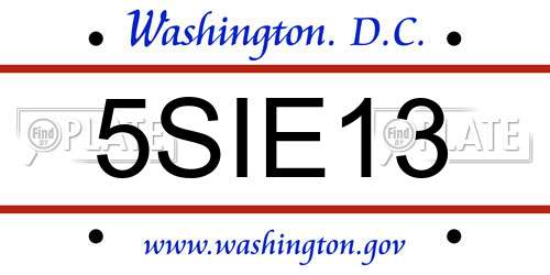 5SIE13 District Of Columbia License Plate
