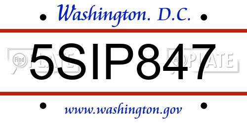 5SIP847 District Of Columbia License Plate