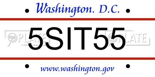 5SIT55 District Of Columbia License Plate