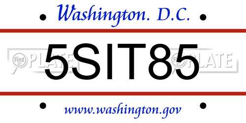 5SIT85 District Of Columbia License Plate