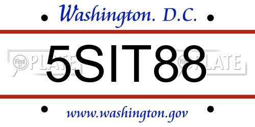 5SIT88 District Of Columbia License Plate
