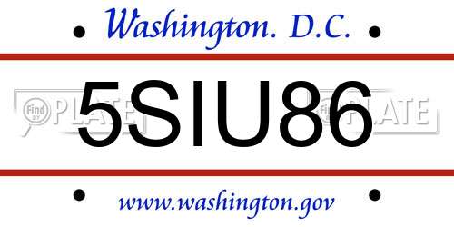 5SIU86 District Of Columbia License Plate