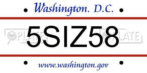 5SIZ58 District Of Columbia License Plate