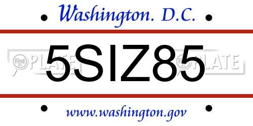 5SIZ85 District Of Columbia License Plate