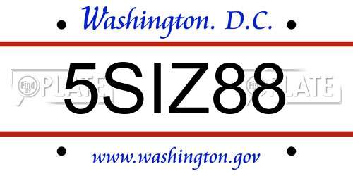5SIZ88 District Of Columbia License Plate