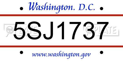 5SJ1737 District Of Columbia License Plate