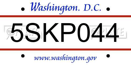 5SKP044 District Of Columbia License Plate