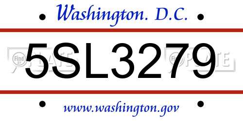 5SL3279 District Of Columbia License Plate