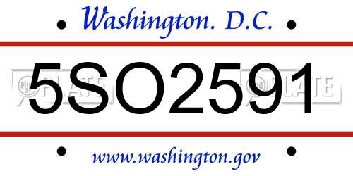 5SO2591 District Of Columbia License Plate