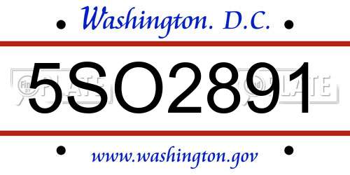 5SO2891 District Of Columbia License Plate