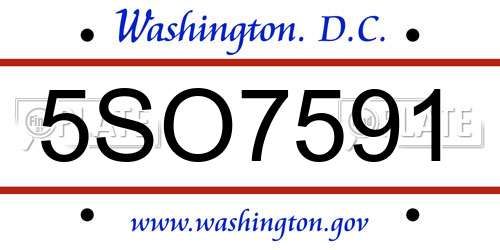 5SO7591 District Of Columbia License Plate