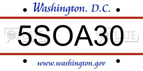 5SOA30 District Of Columbia License Plate