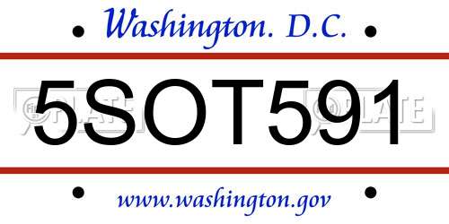 5SOT591 District Of Columbia License Plate
