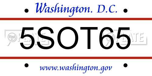 5SOT65 District Of Columbia License Plate