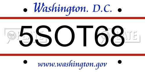 5SOT68 District Of Columbia License Plate