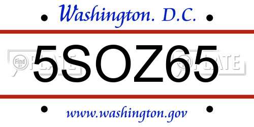 5SOZ65 District Of Columbia License Plate