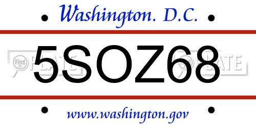 5SOZ68 District Of Columbia License Plate
