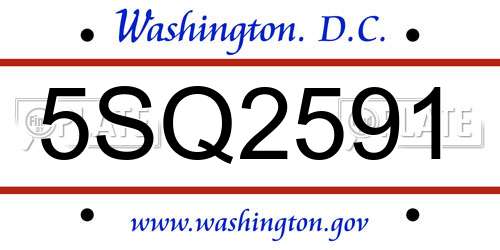 5SQ2591 District Of Columbia License Plate