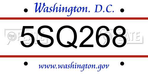 5SQ268 District Of Columbia License Plate