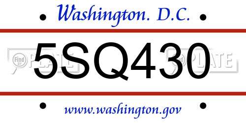 5SQ430 District Of Columbia License Plate