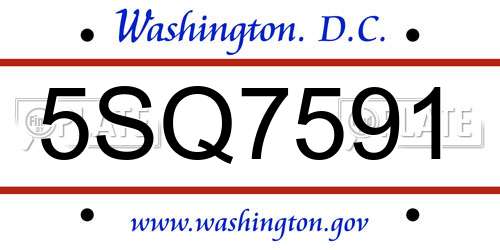 5SQ7591 District Of Columbia License Plate
