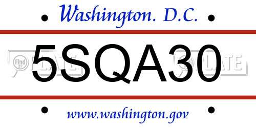 5SQA30 District Of Columbia License Plate