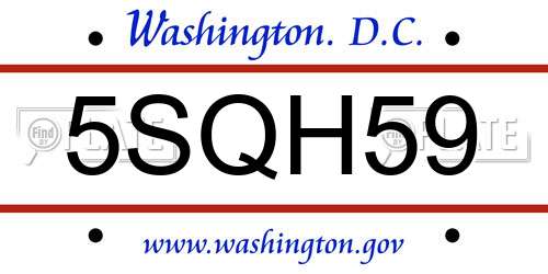 5SQH59 District Of Columbia License Plate