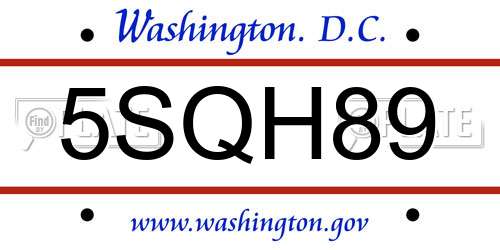 5SQH89 District Of Columbia License Plate