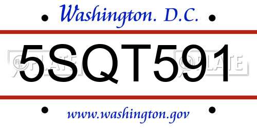 5SQT591 District Of Columbia License Plate