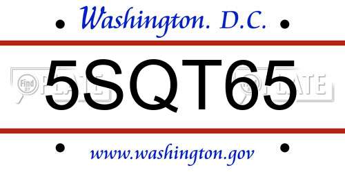 5SQT65 District Of Columbia License Plate