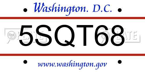 5SQT68 District Of Columbia License Plate