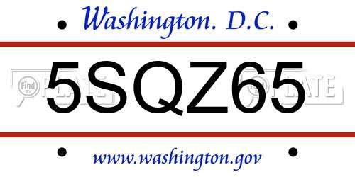 5SQZ65 District Of Columbia License Plate
