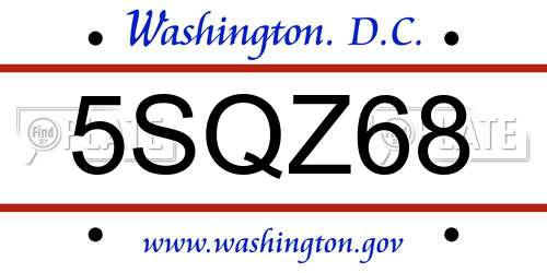 5SQZ68 District Of Columbia License Plate