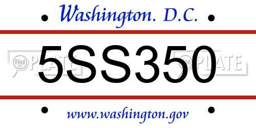 5SS350 District Of Columbia License Plate