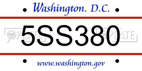 5SS380 District Of Columbia License Plate