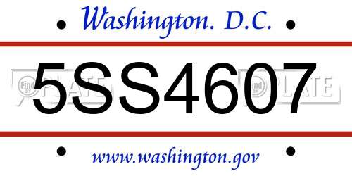 5SS4607 District Of Columbia License Plate