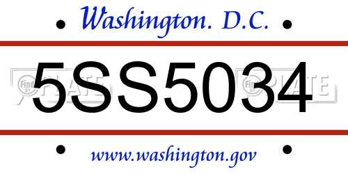 5SS5034 District Of Columbia License Plate