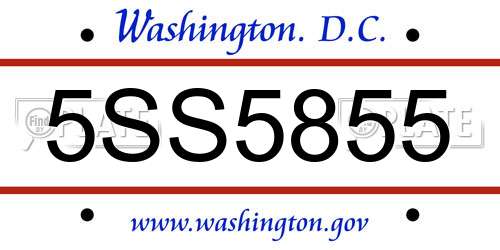 5SS5855 District Of Columbia License Plate