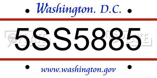 5SS5885 District Of Columbia License Plate