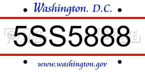 5SS5888 District Of Columbia License Plate