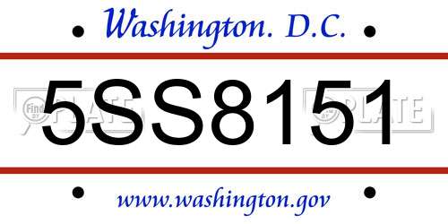 5SS8151 District Of Columbia License Plate