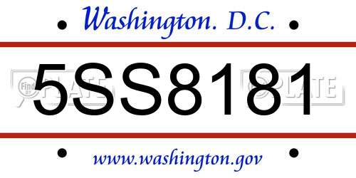 5SS8181 District Of Columbia License Plate